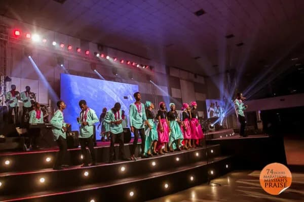 Worship leaders ministering on stage at Marathon Messiah’s Praise